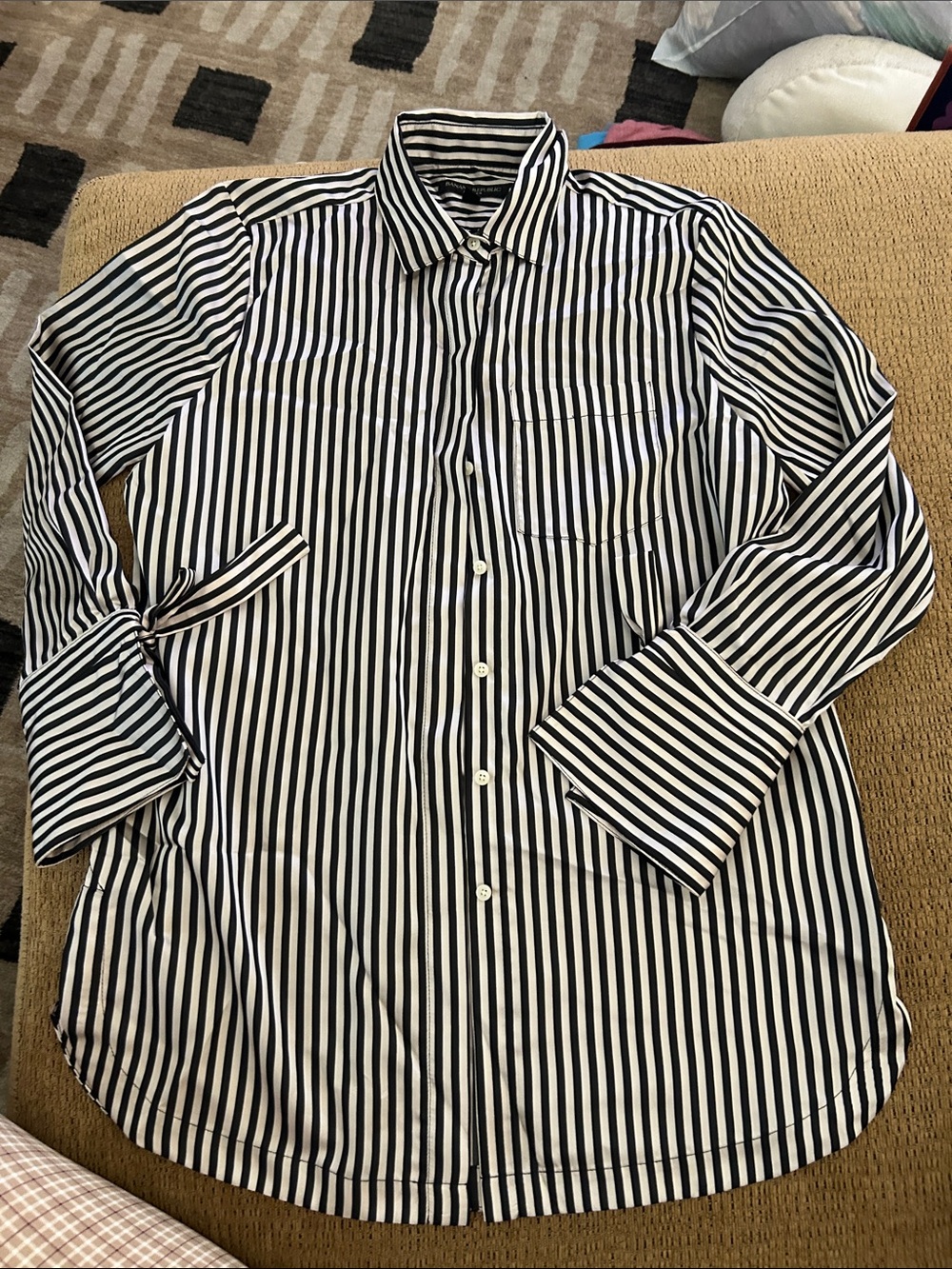 Black and White Vertical Stripe Button-Down Shirt